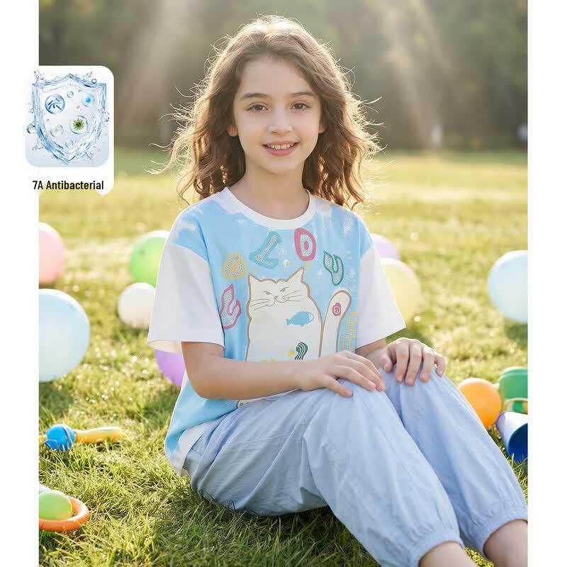 

Montagut Girls Summer Cat Print T-Shirt 160