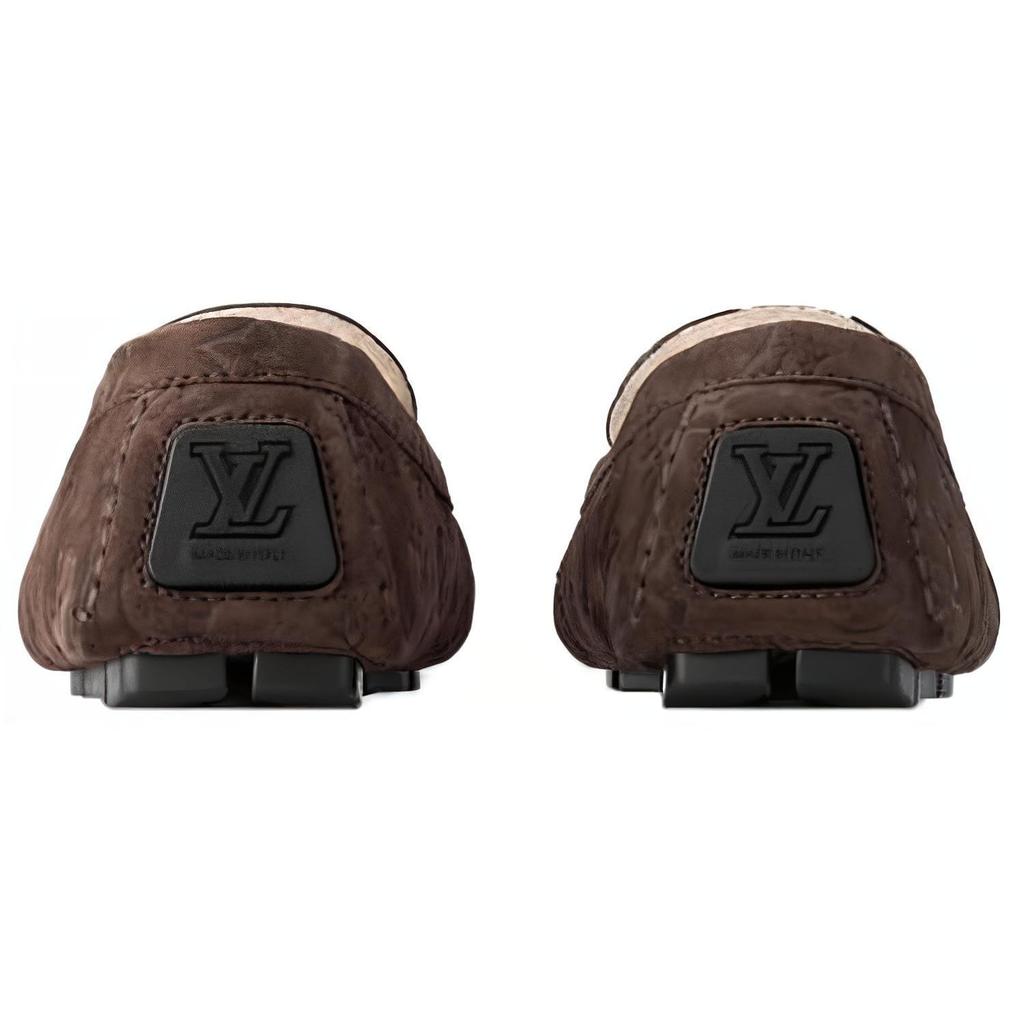 LOUIS VUITTON Driver Suede Loafers Men's Brown 1ACF93