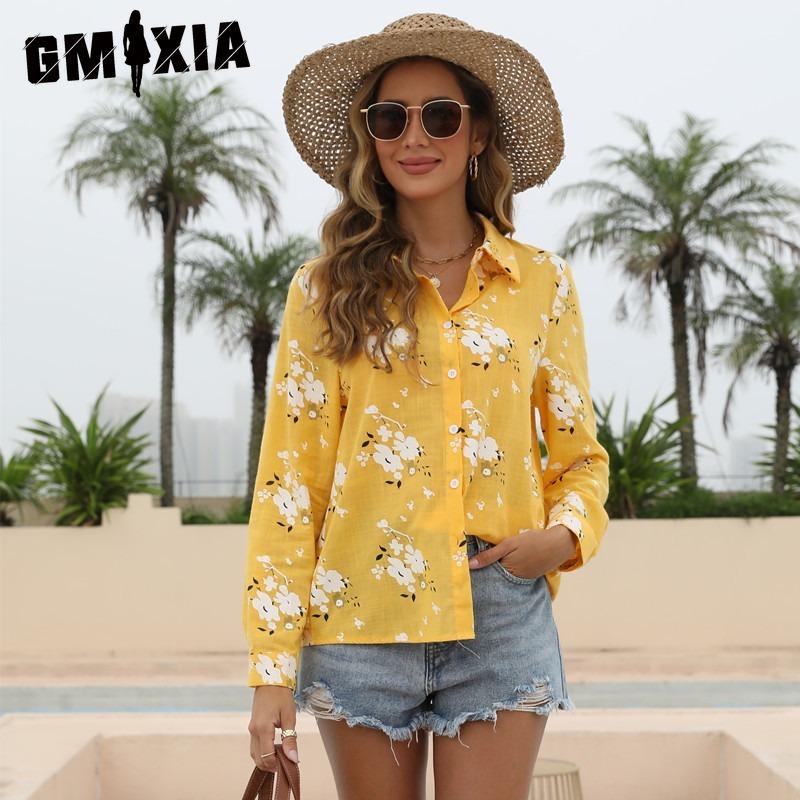 

GMXIA Женские модные повседневные блузки и рубашки-поло с длинным рукавом XXXXXL жёлтый
