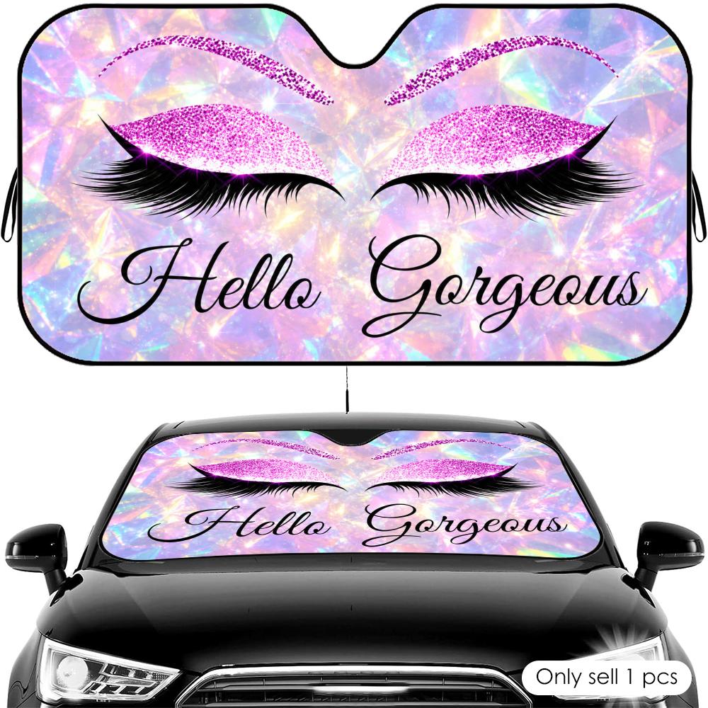 Hello Gorgeous Glam Art Sun Visor Car Front Windshield Shade UV Block Heat Shield Foldable Universal Fit CoverWindshield Sunshades 1
