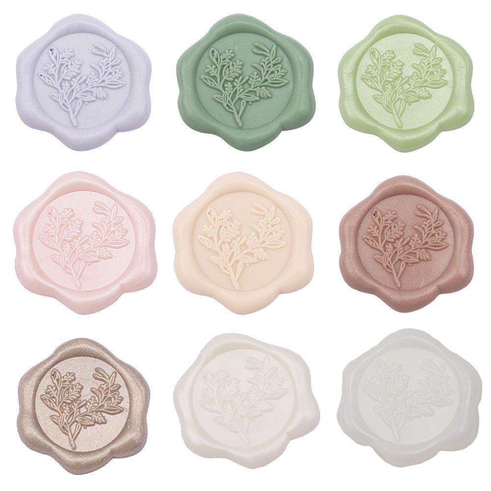 50pcs Eucalyptus Wax Seal Stickers - 9 Colors Invitation Envelope Seal Stickers, Self-Adhesive Stickers, Perfect for Invitation