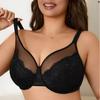 Plus Size European Floral Lace Full Coverage Underwire Bra for Women