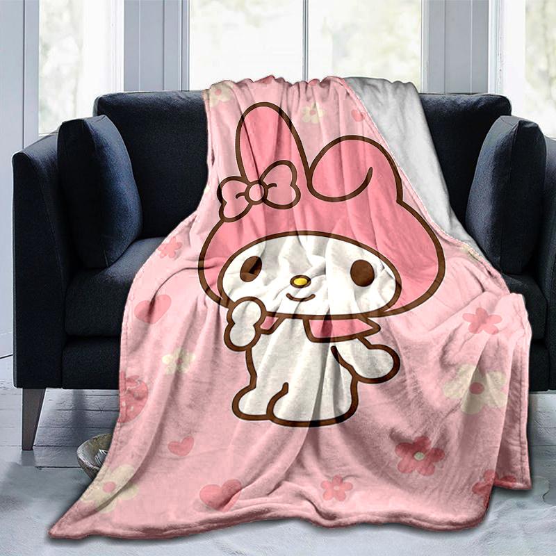 1pc My Melody Cute Wallpaper Blanket, Seasonal Home Decorative Throw for All Seasons, Living Room, Travel, Camping, Car Blankets, Beach, Office Naps,