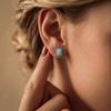 Boucles d'oreilles Clous Ovales en Argent Sterling 925 Massif avec Pierre de Larimar Boucles d'oreilles Clous pour Femmes Faits à la Main par un Designer