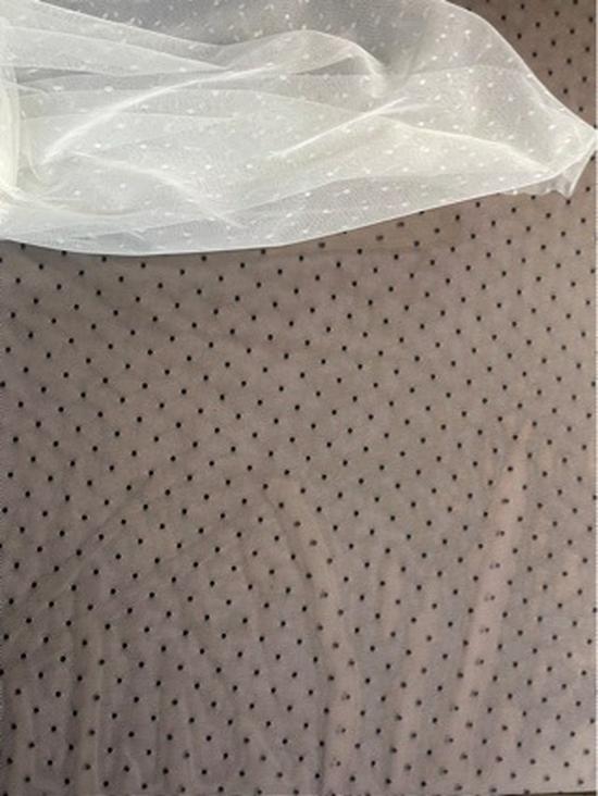 Extra Dense Nylon Mesh Flocked Fabric with 0.3cm Polka Dots for Women's Skirts & Children's DIY Clothing