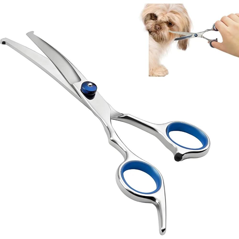 Pet Grooming Scissors with Round Head Safe and Precise Professional-Stainless Steel Dog Hair Shears for Effortless Trimming