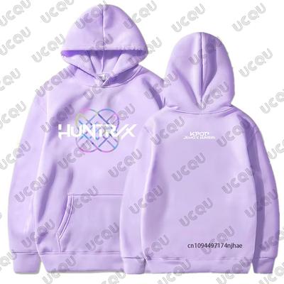 KPop Łowcy Demonów Huntrix Logo Nadruk Filmowy Damska Bluza Jesień Zima Długi Rękaw Swetry Codzienne Luźne Oversize Unisex Top