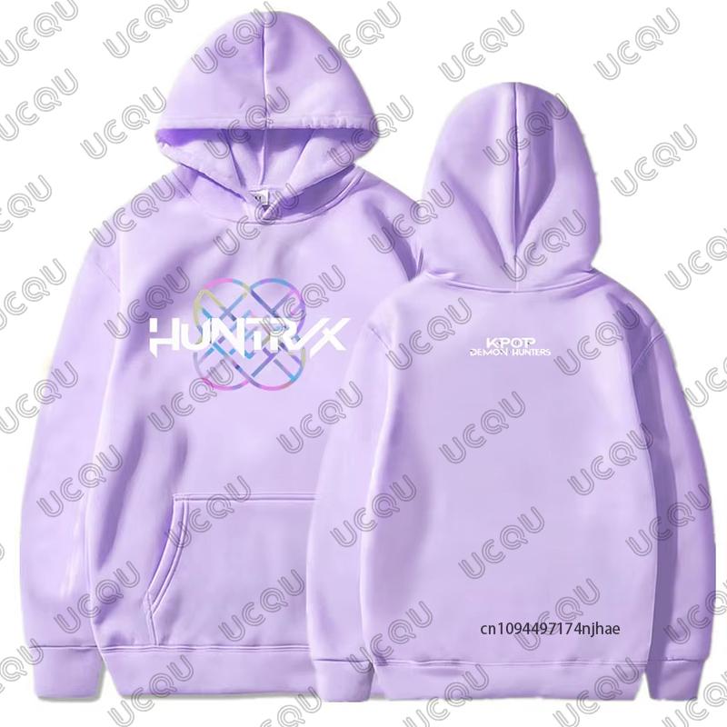 

KPop Demon Hunters Huntrix Logo Movie Print Women Hoodie Autumn Winter Long Sleeve Pullovers Casual Loose Oversized Unisex Tops 3XL