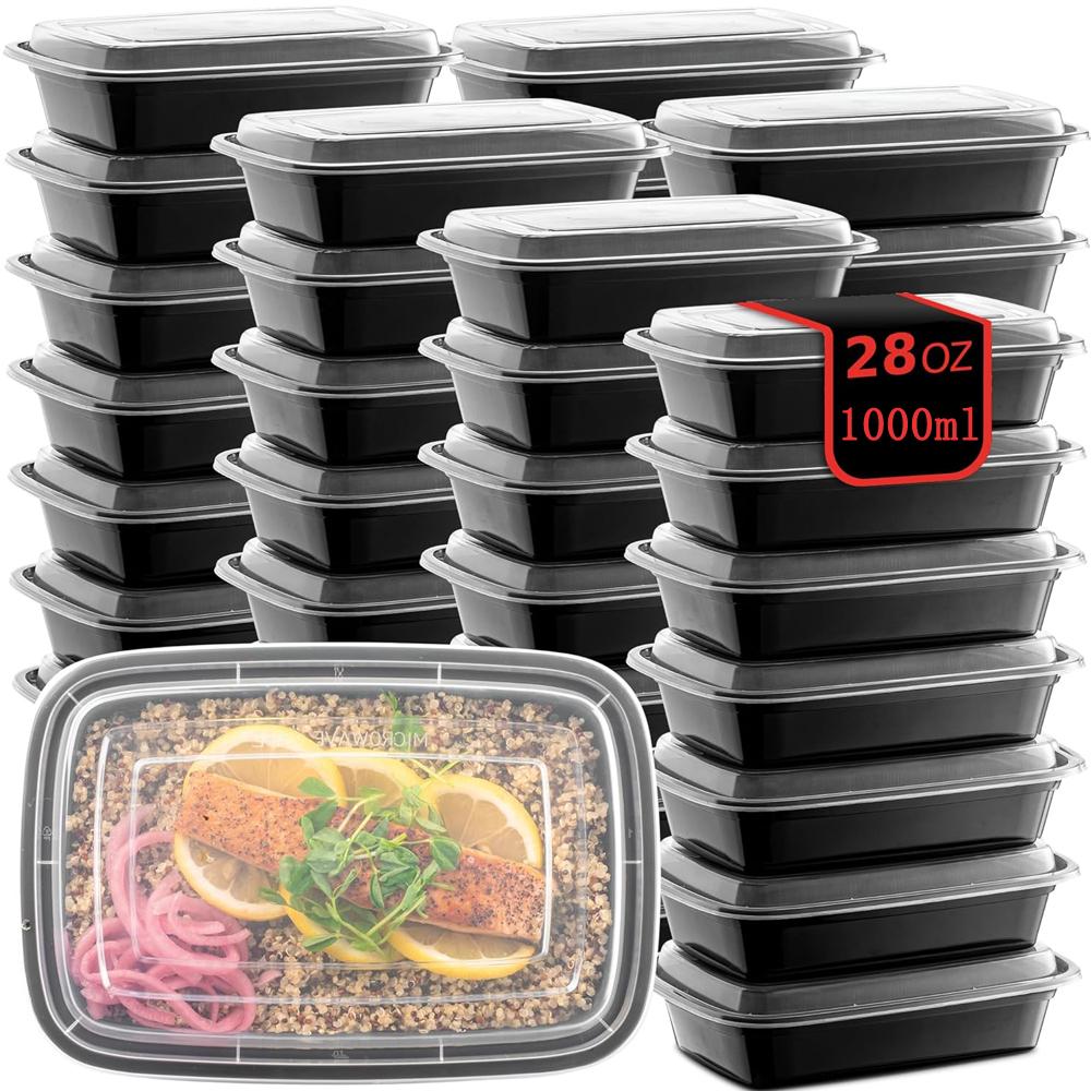 

28OZDisposable Meal Prep Containers Microwave Safe Food Storage Containers with Lids Take Out Disposable Plastic Bento Lunch Box 10pcs