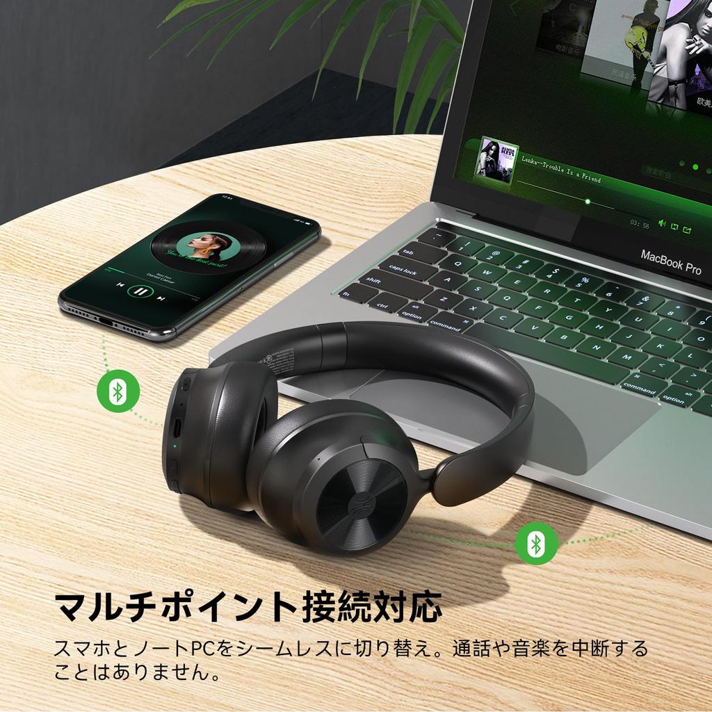 OneOdio Focus A1Pro Wireless Headphones, On-Ear Hybrid Noise Cancelling Bluetooth 6.0 Headphones, Low Latency Gaming Mode, 70 Hours of Continuous