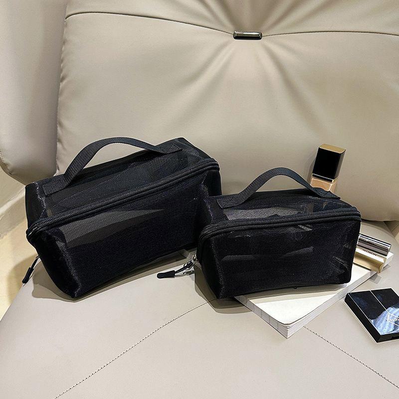 Women Mesh Cosmetic Bag Travel Zipper Toiletry Bags Black Makeup Organizer Female Lipstick Storage Pouch Toiletry Beauty Case