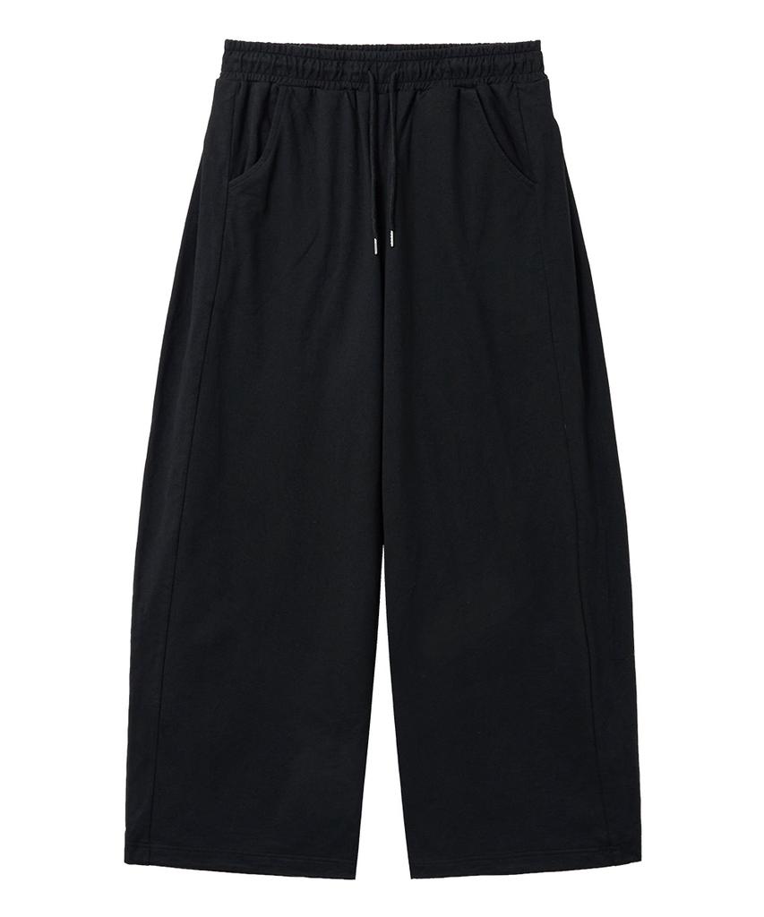MOZMOZ Star Patch Side Pleated Wide Training Pants Black