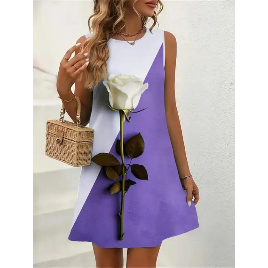 Sleeveless Dress Women O Neck 3d Print Midi Dresses Comfortable Plus Size 8XL Beach Clothing
