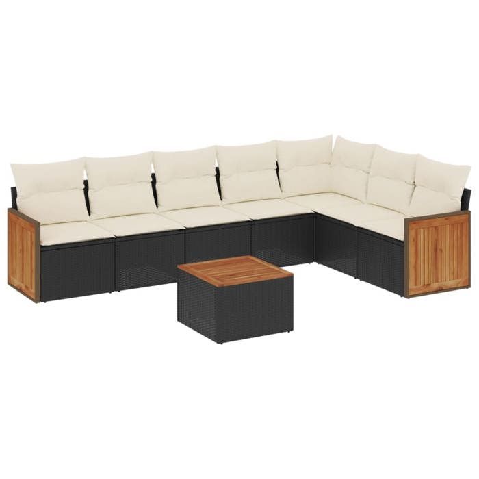 VidaXL Salon de Jardin avec Coussins 8 pcs, Canapés de Terrasse, Ensemble de Meubles de Patio, Mobilier d'Extérieur, Noir 3260117