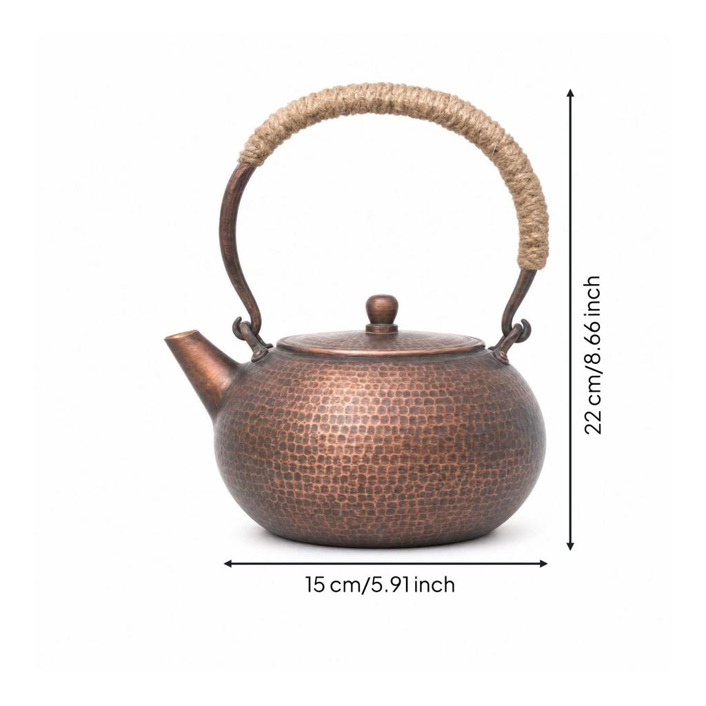 Chinese Tea Ceremony Kettle Handcrafted Hammered Copper for Collectors, Kitchen
