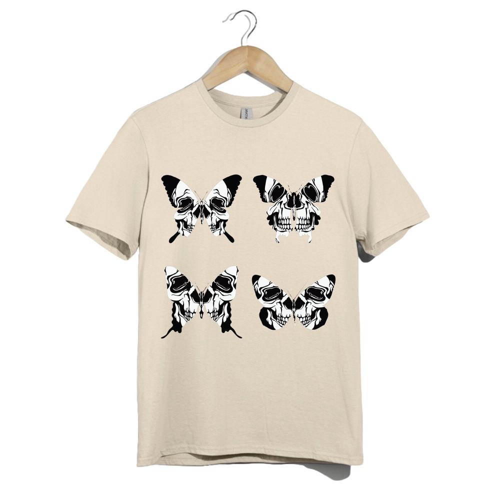 

Skull Butterfly T-Shirt Unisex Gothic Horror Art Graphic Tee Dark Aesthetic Top S