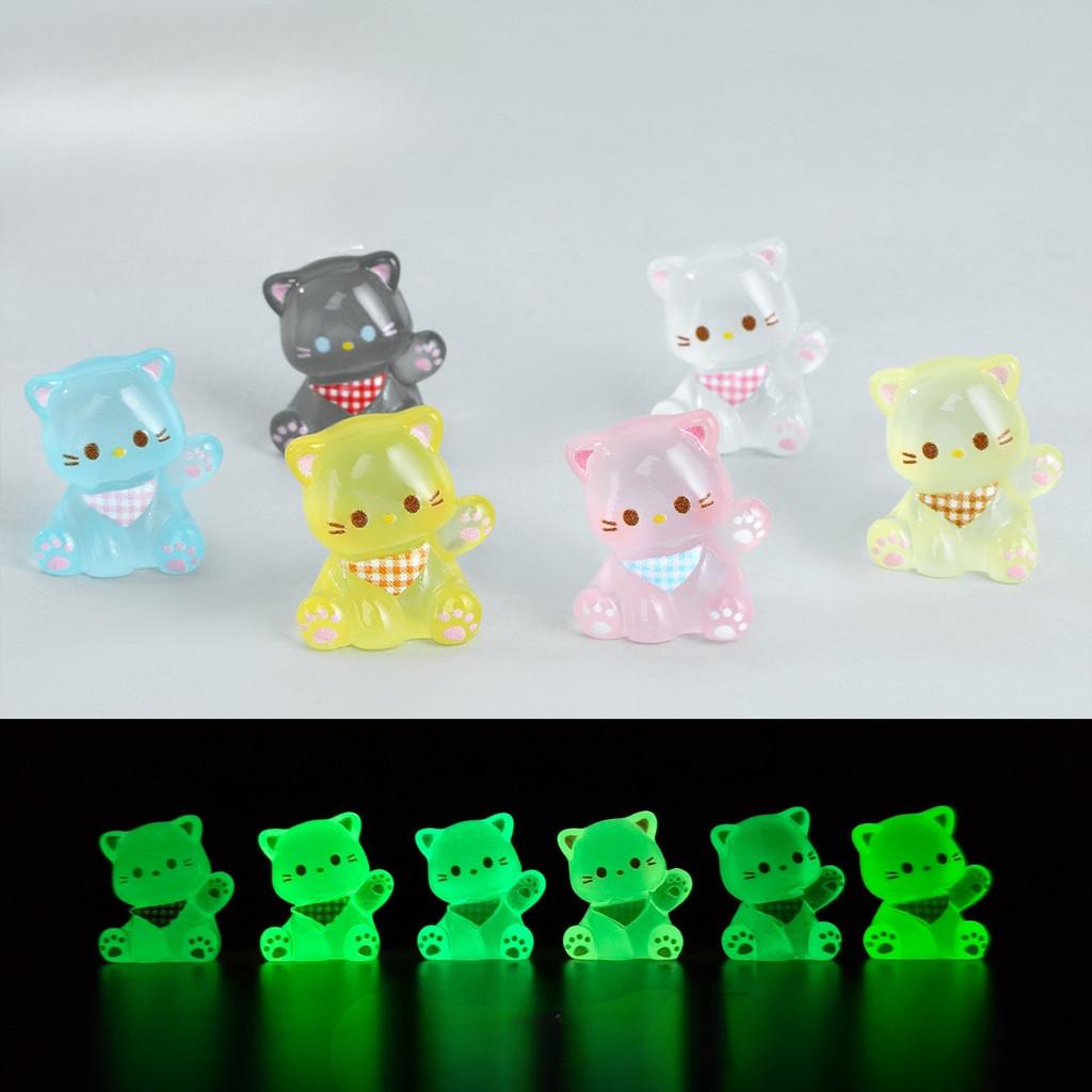 10Pcs Cartoon Cat Animal Miniatures Mini Figurine Resin Ornaments Fairy Garden Decoration Micro Landscape