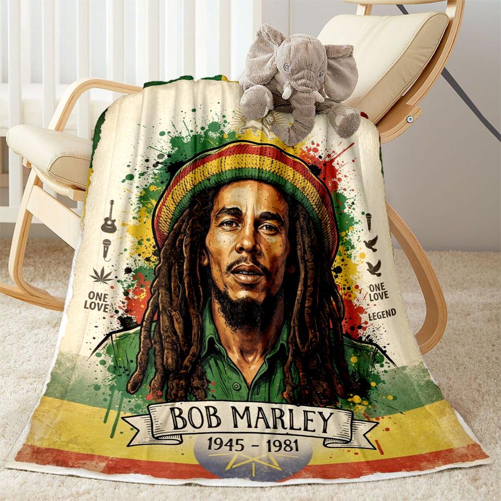 Bob Marley Marley Reggae Guitar Music Blanket Soft Cozy Perfect For Couch Chair Bed Four Seasons Multipurpose Modern Style Birthday Christmas Gift Bla