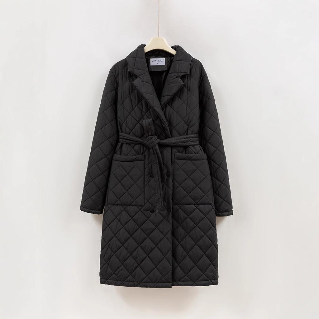 2025 winter new fashion slimming suit collar padded jacket women's age-reducing high-end atmospheric thin and light long cotton jacket women's jacket