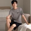 Pajamas Men's Summer Cotton Short Sleeve Shorts Thin Solid Color Teen Large Size Sports Can Wear Dad's Loungewear