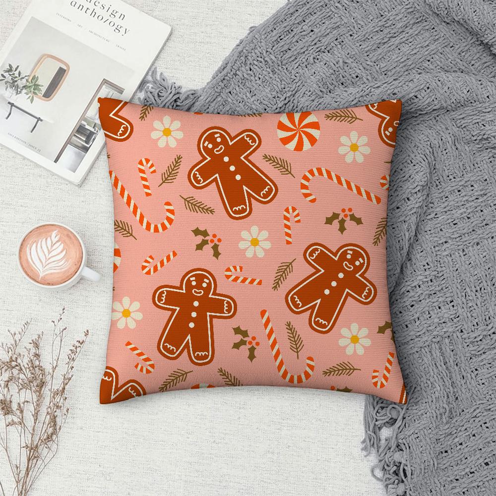Gingerbread Man Christmas Pillow Case Sofa Decorative Home Double-sided Printing Short Plush Cushion Cover Throw Pillow Cover