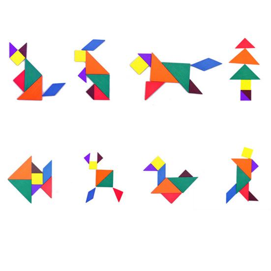 Colorful Wooden Tangram Brain Teaser Puzzle Educational Developmental Kids Toy