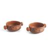'Warli Village Tales'Ceramic Bowl Ceramic Serving Bowls Set with Handle Snack Bowl (Set of 2, 350 Ml, Microwave Safe, Handcrafted, Mud Brown)