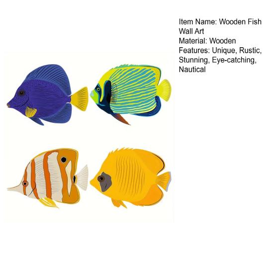 4 Stück Holzfisch Nautische Wanddekoration Rustikale Holz-Meeresfisch-Wandkunst Ozean Küsten-Thema Hängende Dekoration für Seehaus Schlafzimmer Badezimmer