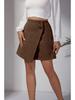 Suede Irregular Skirt Solid Color High-waisted Zipper Button Skirt Women