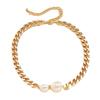 Elegant Imitation Pearl and Geometric Chunky Chain Choker Necklace for Women