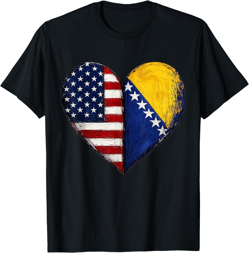 American Bosnian Flag Heart - Bosna Bosnian Roots USA Bosnia T-Shirt
