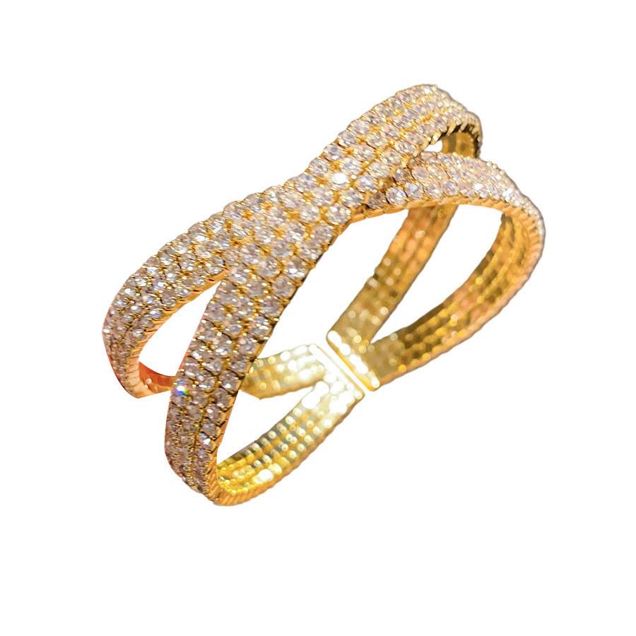 Luxury Geometric Diamondstudded Threelayer Cross Bracelet For Women