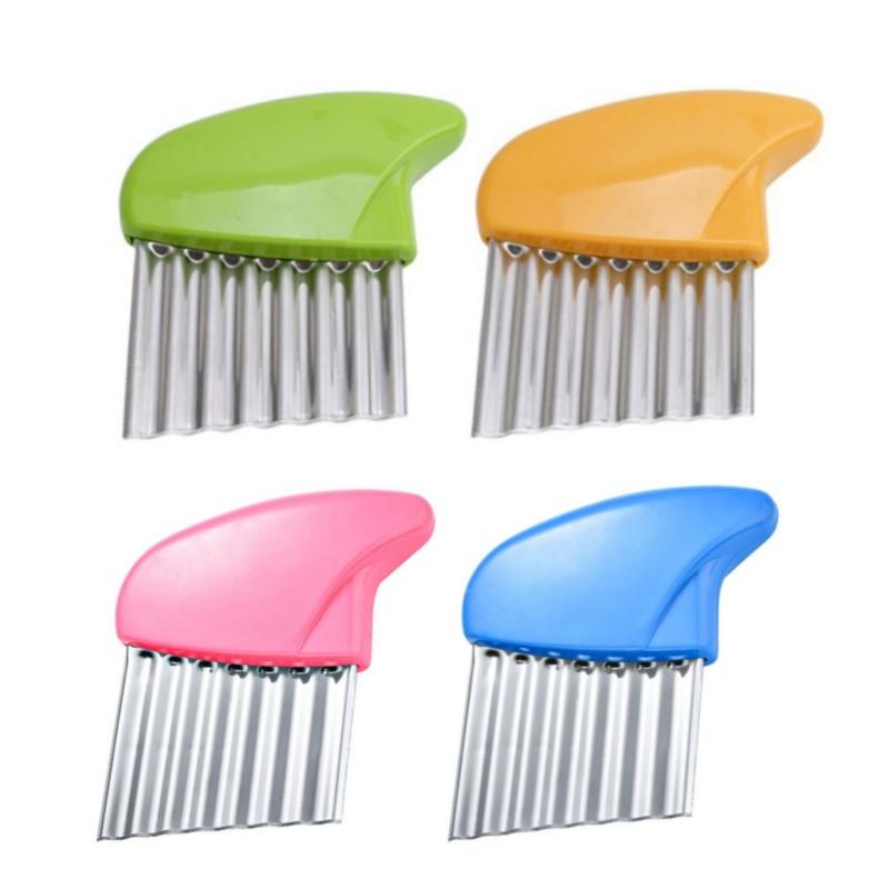 Stainless Steel Potato Chip Slicer Cutter Vegetable Fruit Corrugated Wavy Knife French Fries Kitchen Gadget