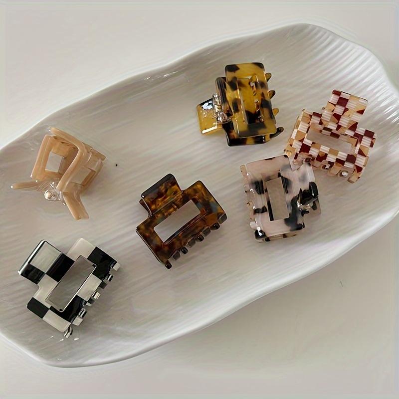 Vintage Mini Hair Claw Clip Acetate Checkered Tortoise Colorful Small Size Shark Clip Side Pins Hairpin Women Hair Accessories