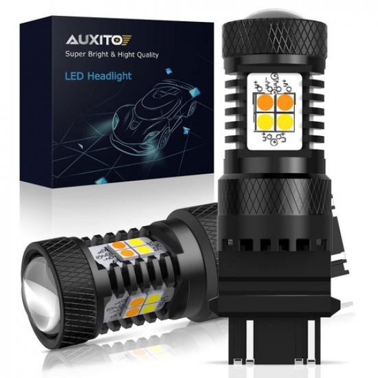 2x AUXITO 3157 LED Switchback Bulbs White Amber Turn Signal Light 16K EXV