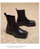 Square Martin Boots Women's British Smoke Boots Pu Thick Sole Heightening Thick Heel Chelsea Short Boots