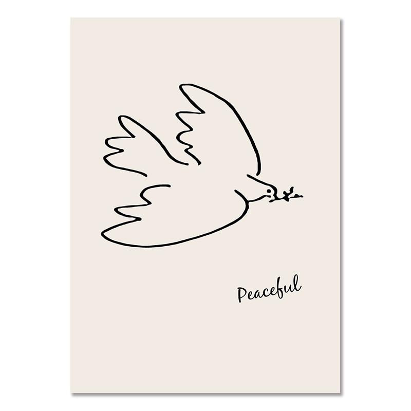 Abstract Line Bird Woman Face Canvas Paintings Picasso Matisse Minimalist Wall Art Poster Modern Print Pictures for Home Decor