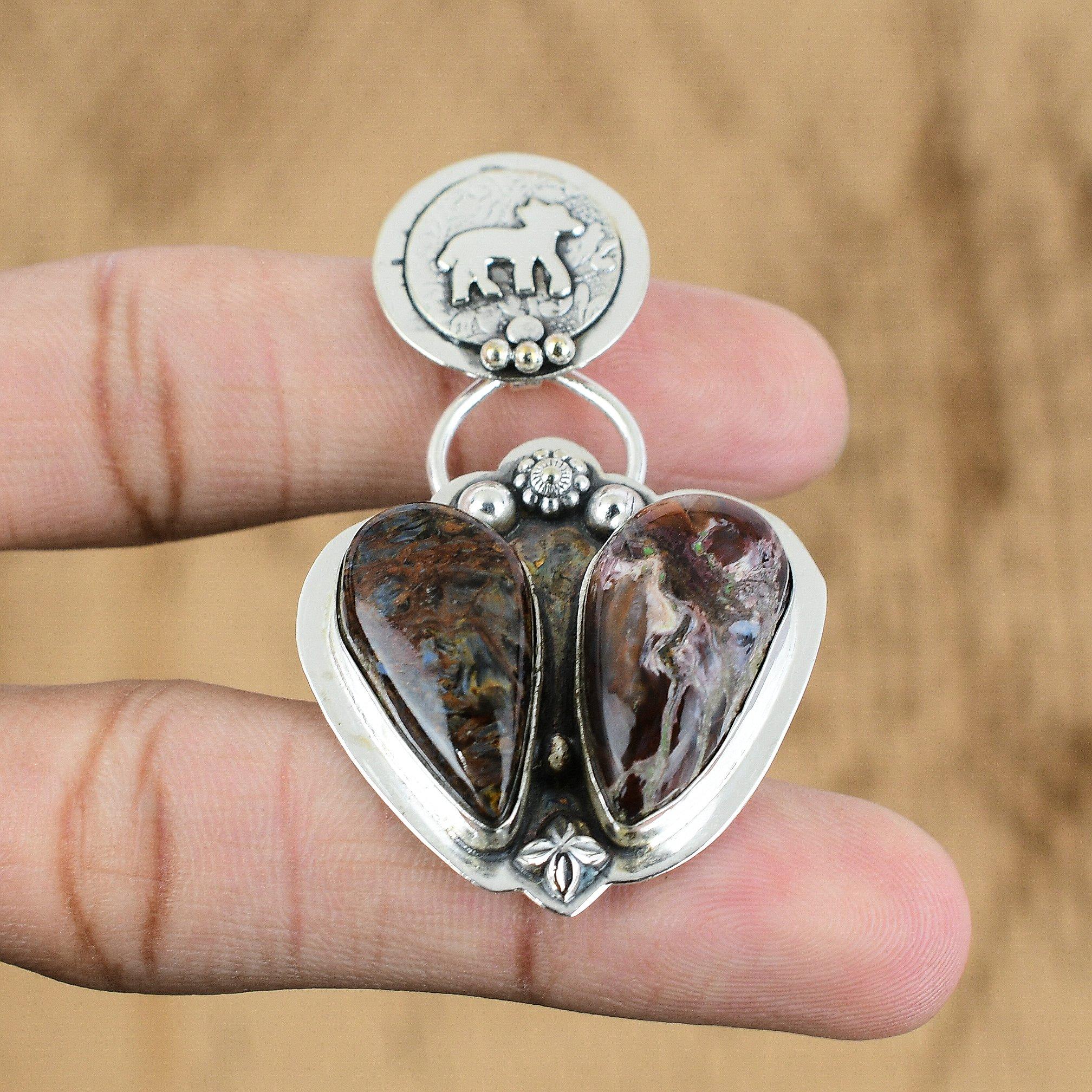 

Natural Golden Pietersite Gemstone Jewelry 925 Sterling Silver Pendant For Girls