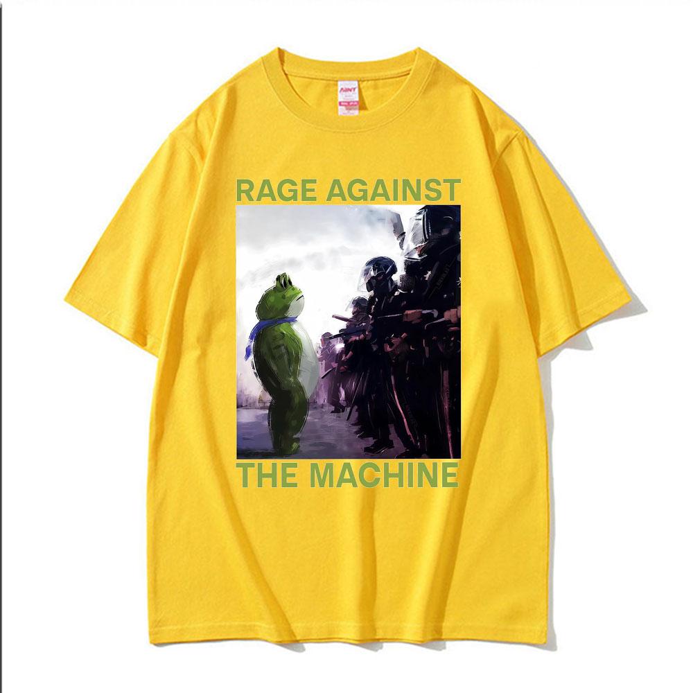 Rage Against The Machine Portland Frog Protest Meme T Shirts Men Women Summer Cotton Oversized T Shirt Fashion 90s Retro Tshirt