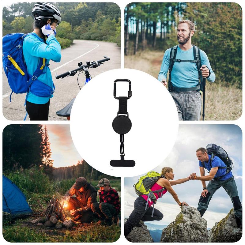 Anti-Theft Phone Tether Retractable Phone Lanyard Tether Cellphone Tab Strap with Carabiner Anti-Drop Harness for Outdoor Hiking