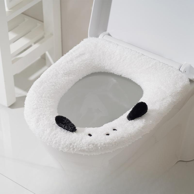 Zimowa puszysta deska sedesowa, gruba mata na deskę sedesową do użytku domowego z uchwytem, zmywalna deska sedesowa