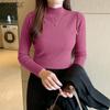 ZANZEA Autumn Spring Women Mockneck Long Sleeve Stretch Rib Knitted Sweater Undershirts