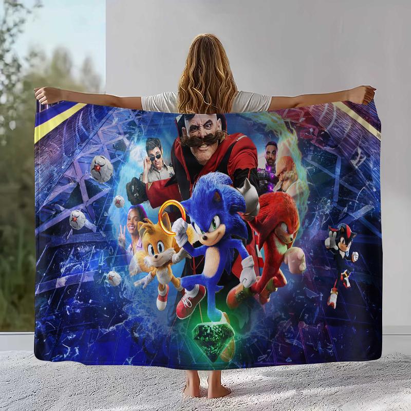 

Ретро Мультяшное Игровое Фланелевое Одеяло S-Sonic, Ультра Мягкое Теплое Плюшевое Покрывало для Дома, Спальни, Кровати, Дивана, Походного Пикника, Подарок 75x90cm