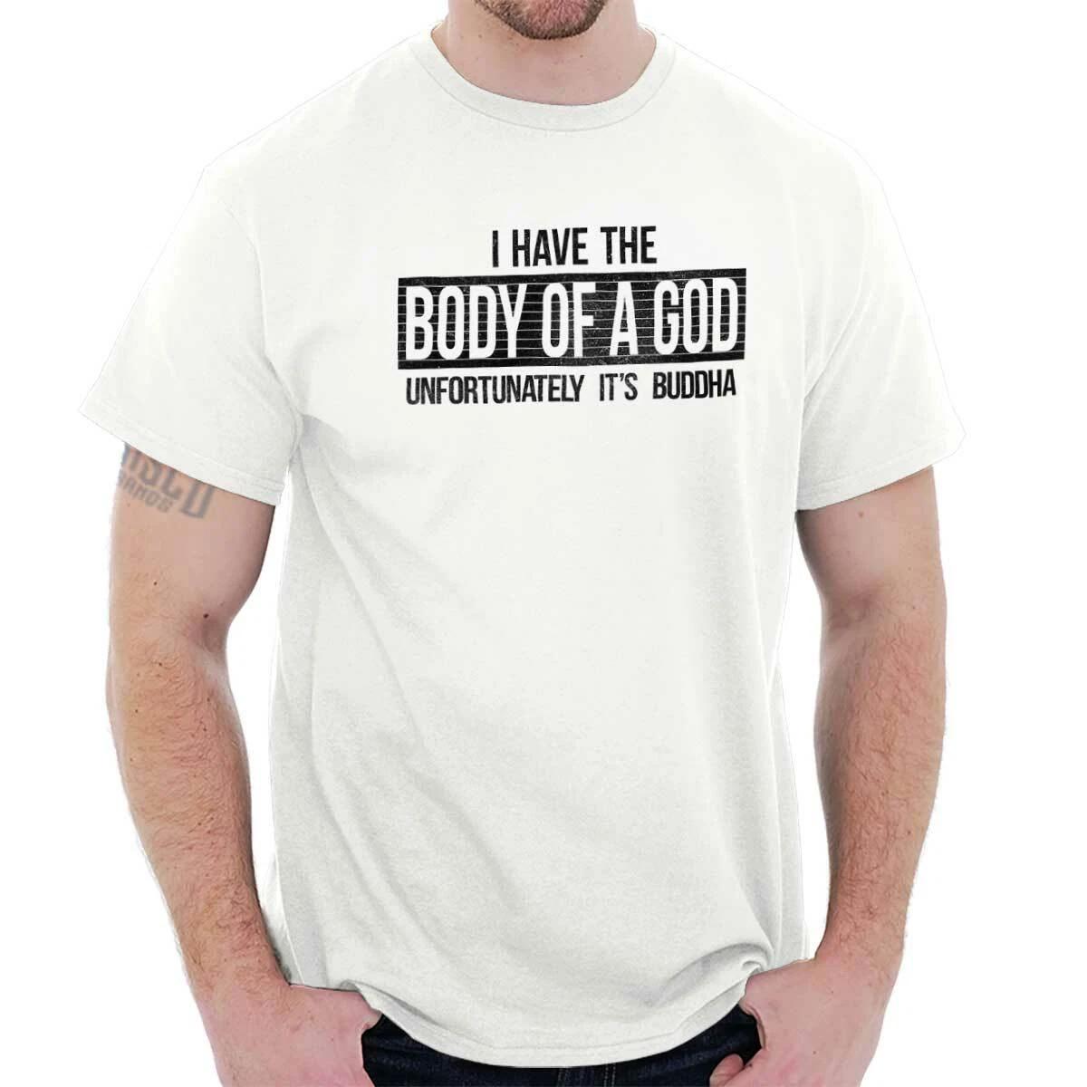 Funny Gym I Have The Body Of A God A Buddha Mens Casual Crewneck T Shirts Tees M