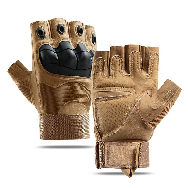 Tactical Half-Finger Gloves Men Softshell Outdoor Sports Cycling Anti-Slip Durable Ultra-Suede
