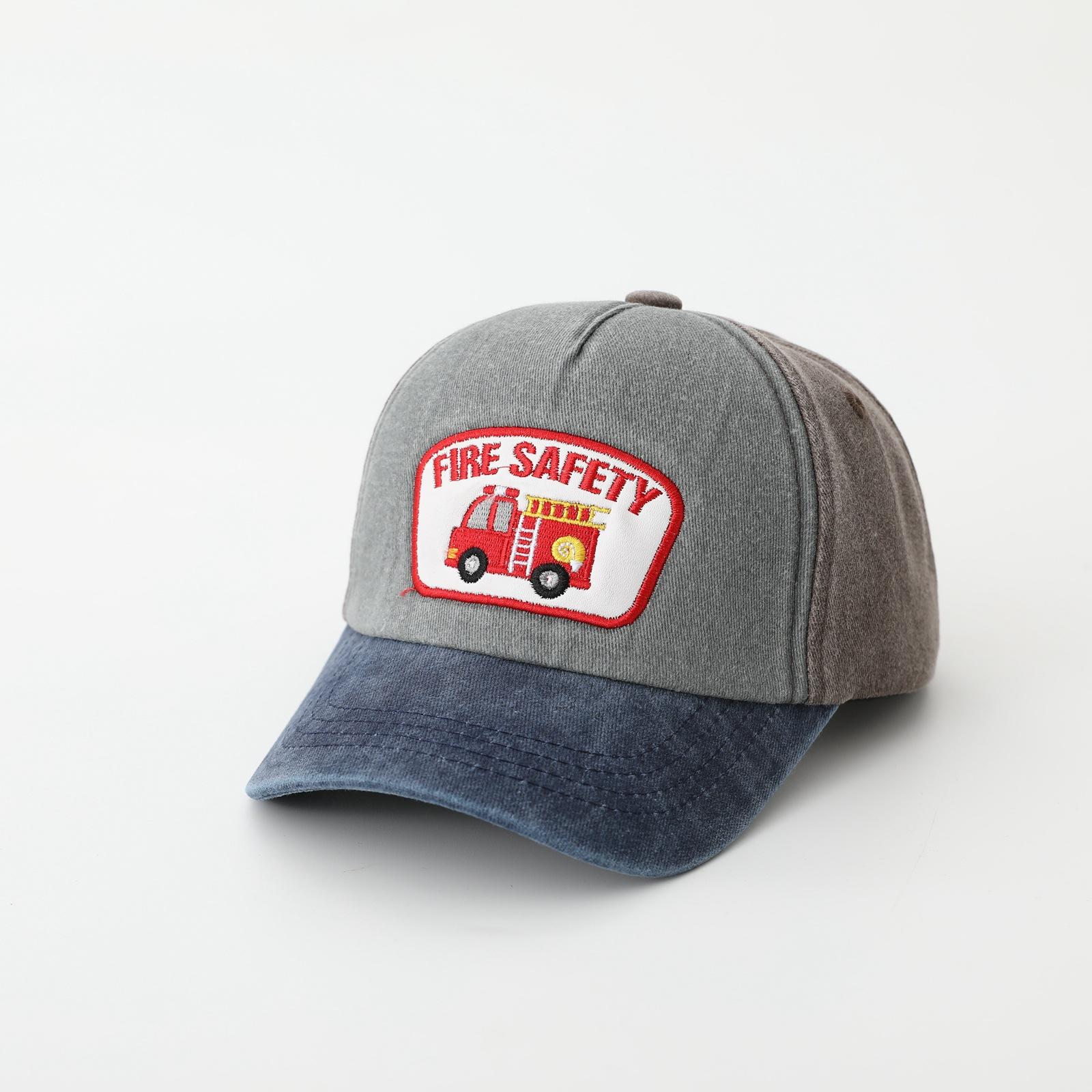 JYL TS Сделай сам Пожарная машина Детская кепка Вышитая нашивка Бейсболка Хлопок brown_52-54CM puce