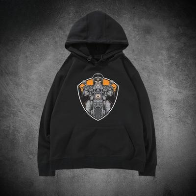 Amerikanischer Retro Retro Kreatives Motorradmuster Druck Locker Lässig Herren Herbst und Winter Neu Kapuzen Radsport Schutz Kleidung