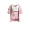 2026 Autumn/Winter Knit Plush Long-Sleeve Jacket, Vest, Shorts, and Three-Piece Set