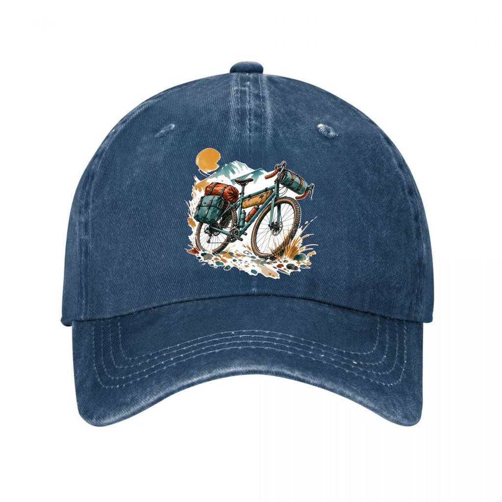 Wild Trail Bike Escape Illustration New Vintage Washed Cotton Baseball Cap Sun Hats