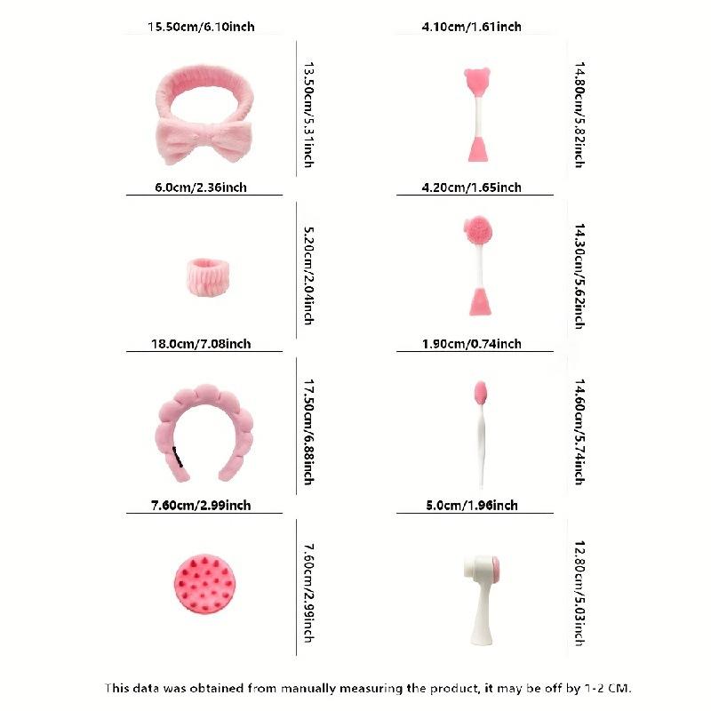 9-teiliges Set, Gesichtsreinigung Set, Tiefenreinigung SPA Gesichtsmaskenpinsel Set, weiches Samt-Stirnband und Haarnadel Set